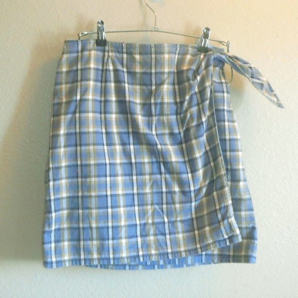Dresses & Skirts - Blue plaid wrap skirt